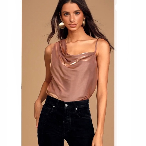 Free People Shimmy Shimmy Mauve Pink Metallic One-Shoulder Top - Picture 2 of 13